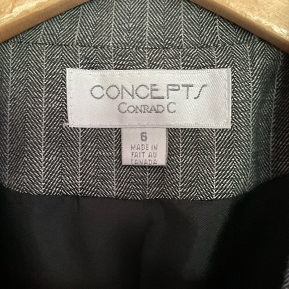Vintage Y2K Concepts by Conrad C. Pinstripe Linen Blend Blazer - Picture 2 of 6